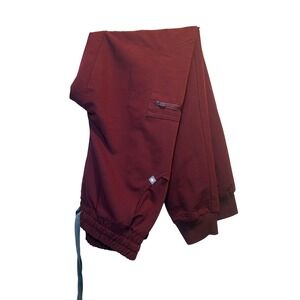 FIGS Technical Collection Womens Scrunched Waist Jogger Scrub Pants Burgundy XS